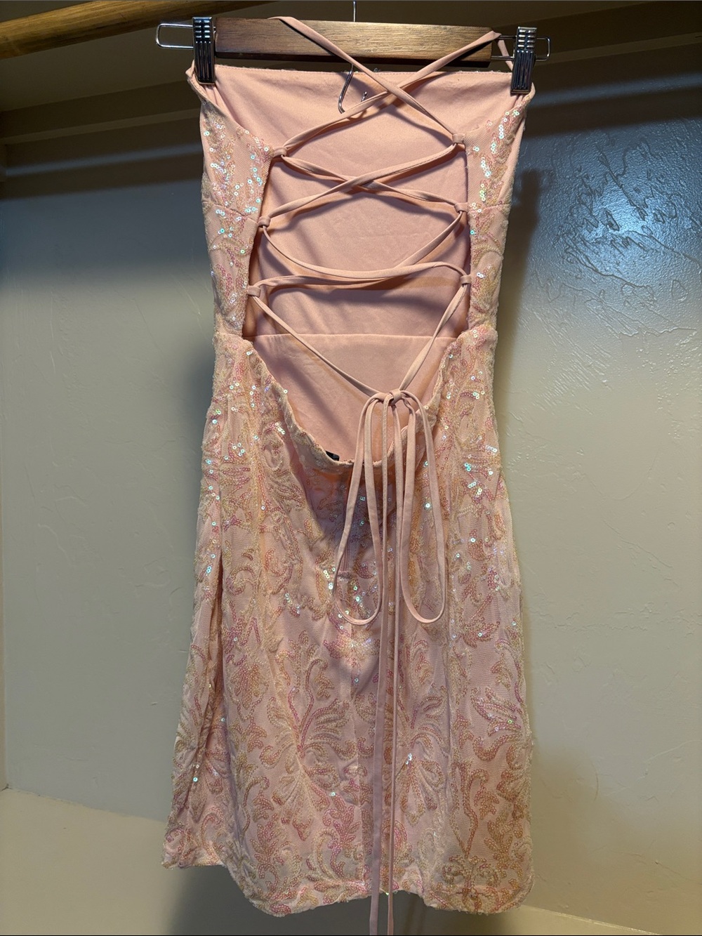 Windsor Blush Pink Sequin Strapless Mini Dress - Picture 2 of 5